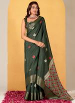 Dola Silk Green Festival Wear Printed Saree